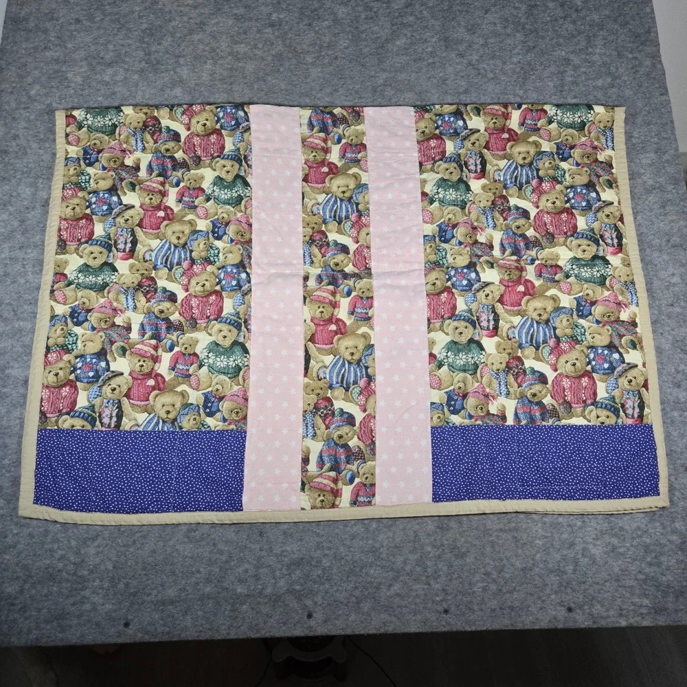 Project Linus Unisex Multi Teddy Bear Patchwork Star Quilt 28x39